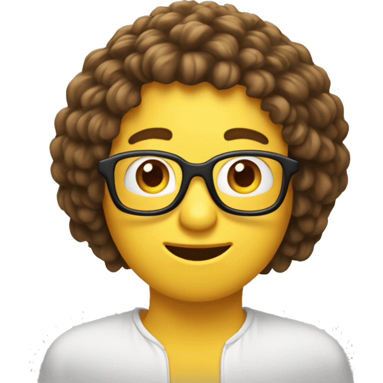 une banane avec des cheveux bruns bouclés emoji