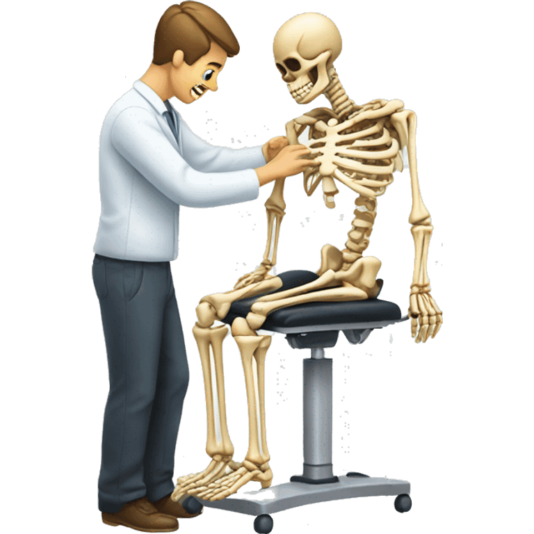 A skeleton getting a chiropractic adjustment emoji