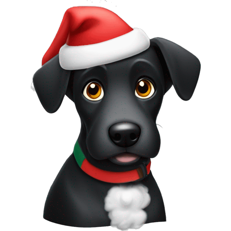 Black dog wearing santa’s hat  emoji