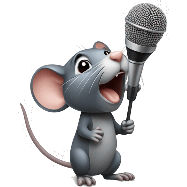 Rat with big microphone emoji