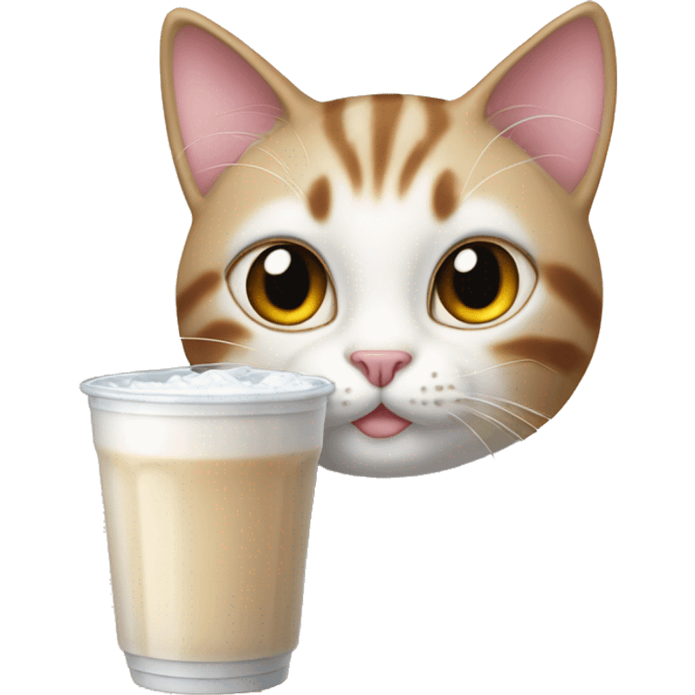 cat drink pearl milk tea emoji