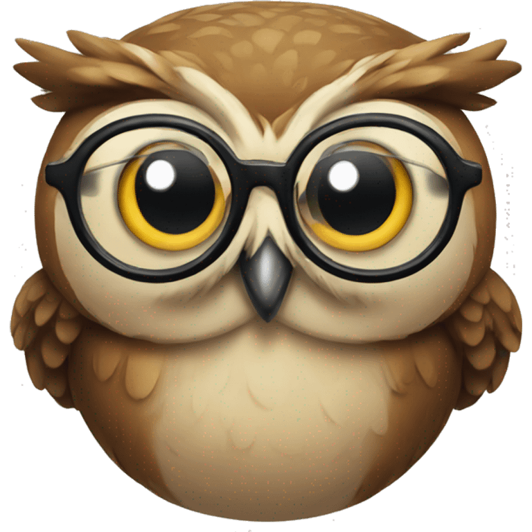 An owl wearing glasses emoji