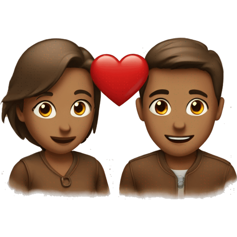 Brown heart with a couple emoji