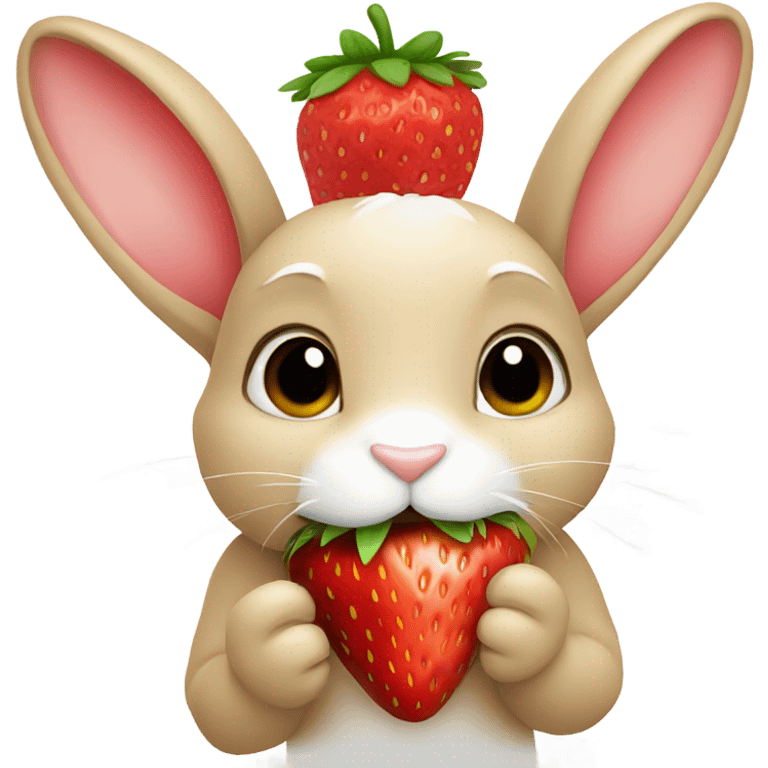 A bunny eating a strawberry  emoji