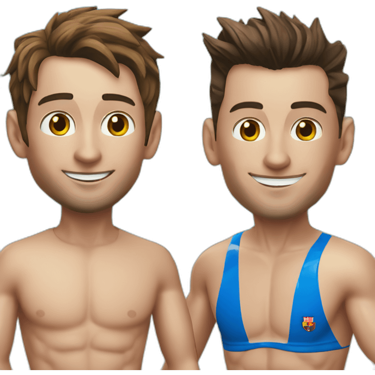 Leo Messi and Cristiano Ronaldo in realistic beach swimsuits emoji