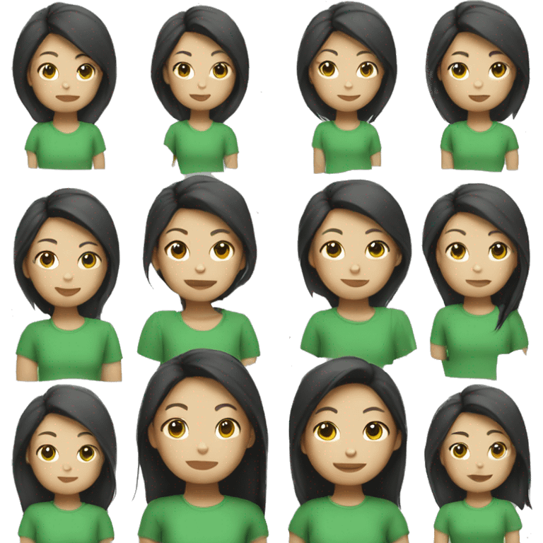 Asian girl with green tshirt emoji