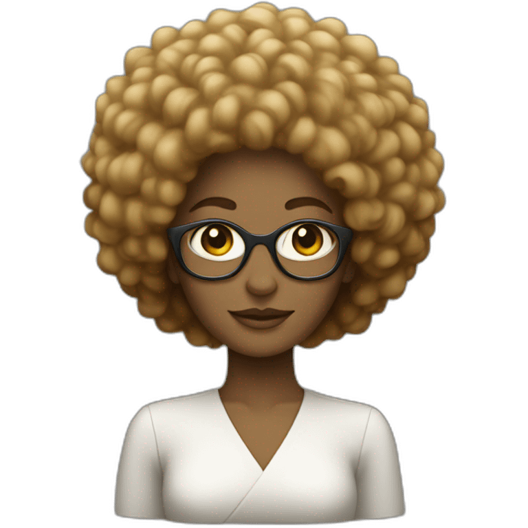 white woman with afro hair programming in Java emoji