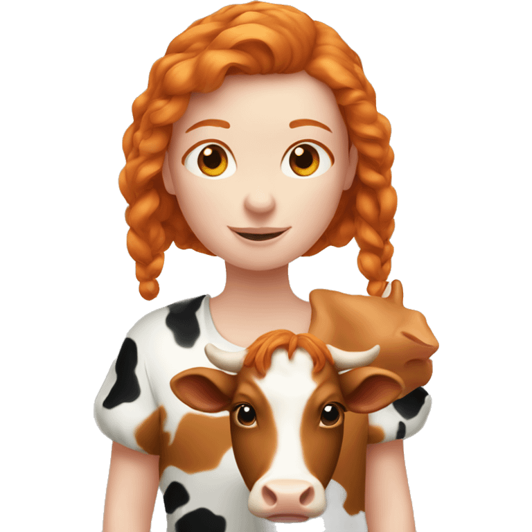 Ginger girl with a cow  emoji