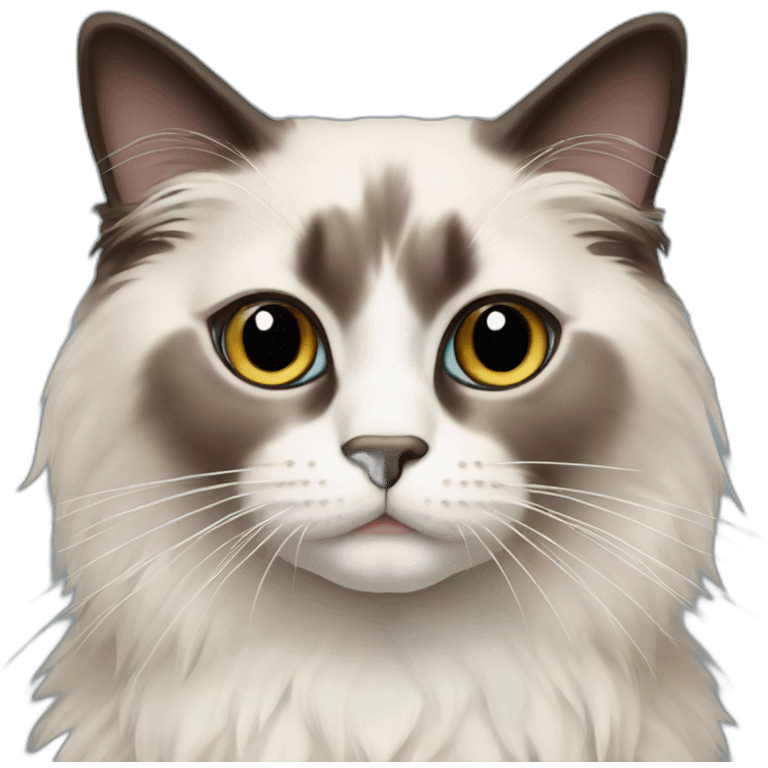 ragdoll cat with dark face emoji