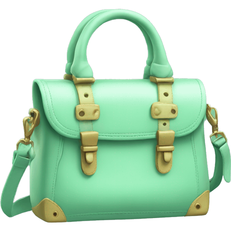 Realistic mint designer satchel purse. emoji