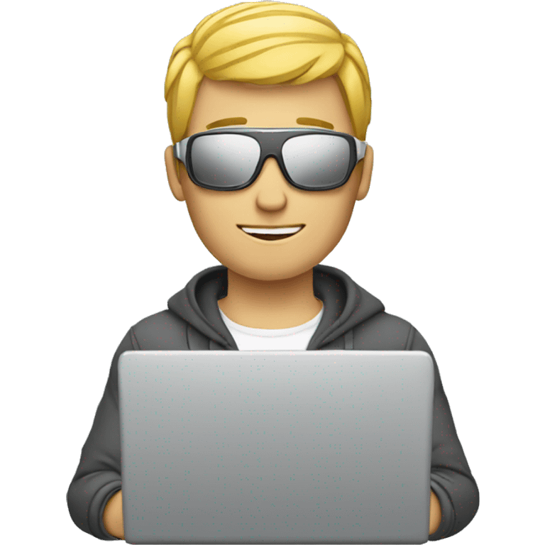 white male cybersportsman with laptop emoji