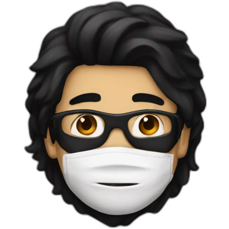 A guy with a black hair wearing a mask  emoji