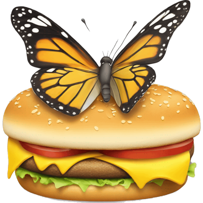 Butterfly eating a cheeseburger  emoji