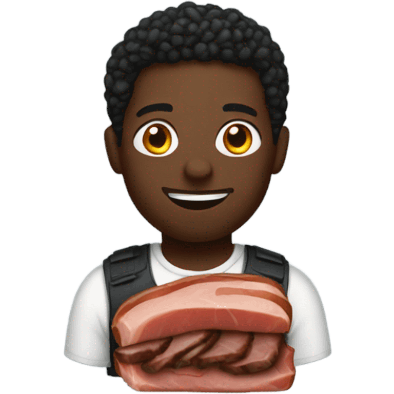 Black man holding a brisket  emoji