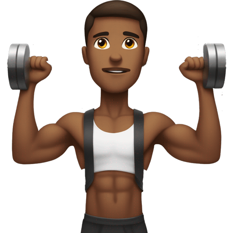 Young strong brown-skinned man lifting barbell emoji