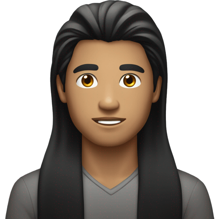 phillipino bronzed young man with long long straight black hair model emoji