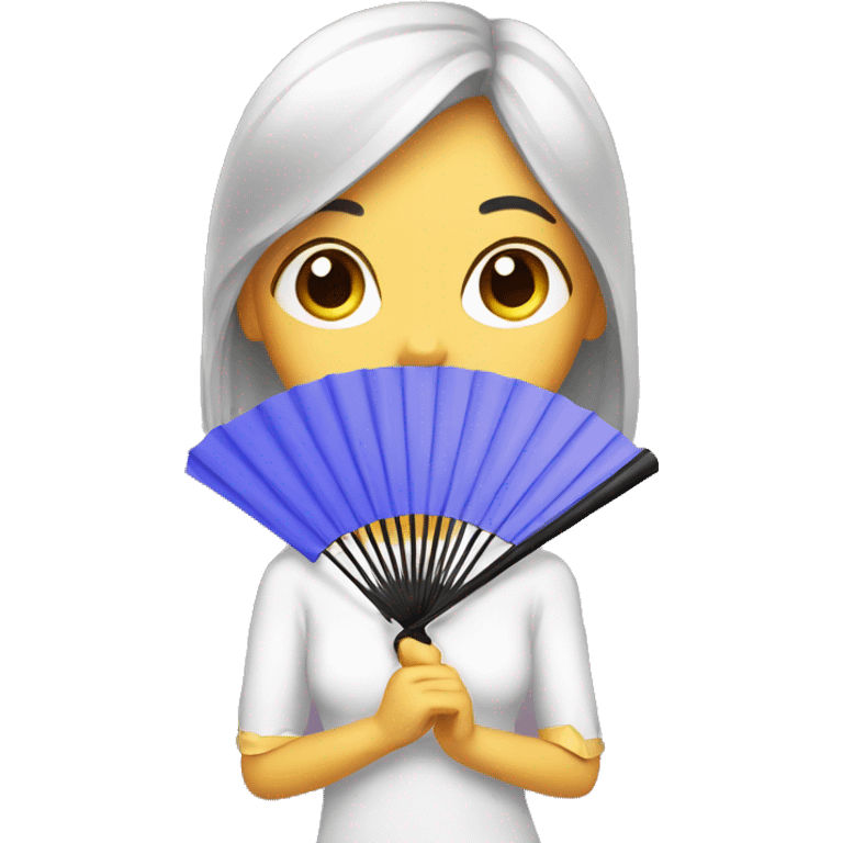 Girl with fan emoji