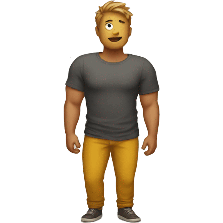 a human Groq that we see in full with his belly sticking out of his t-shirt emoji