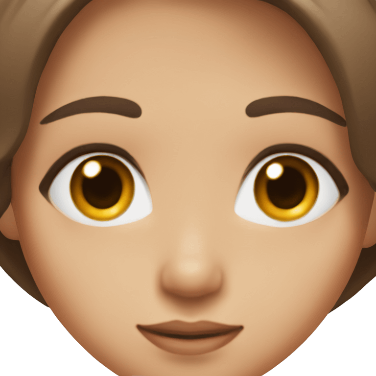 Girl with brown eyes, straight long brown hair, and peach skin with long eyelashes emoji