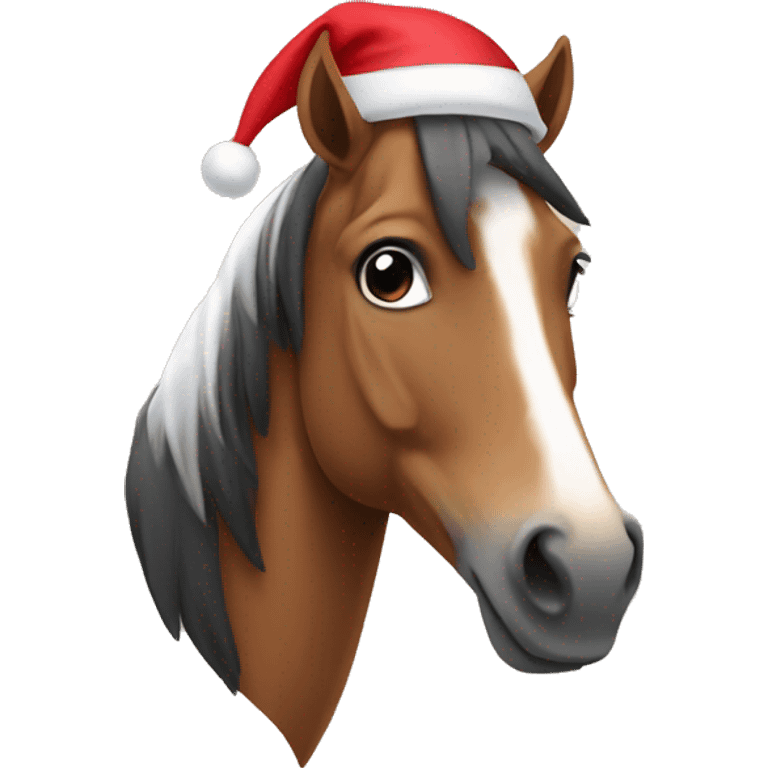 Horse with a santa hat on emoji