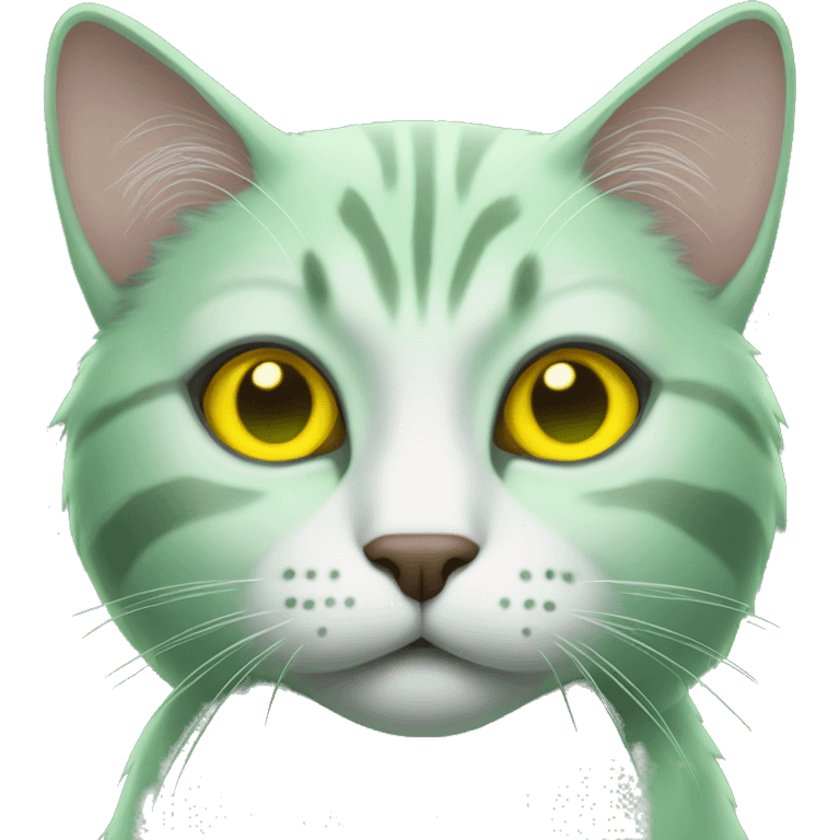 Green cat with yellow eyes  emoji