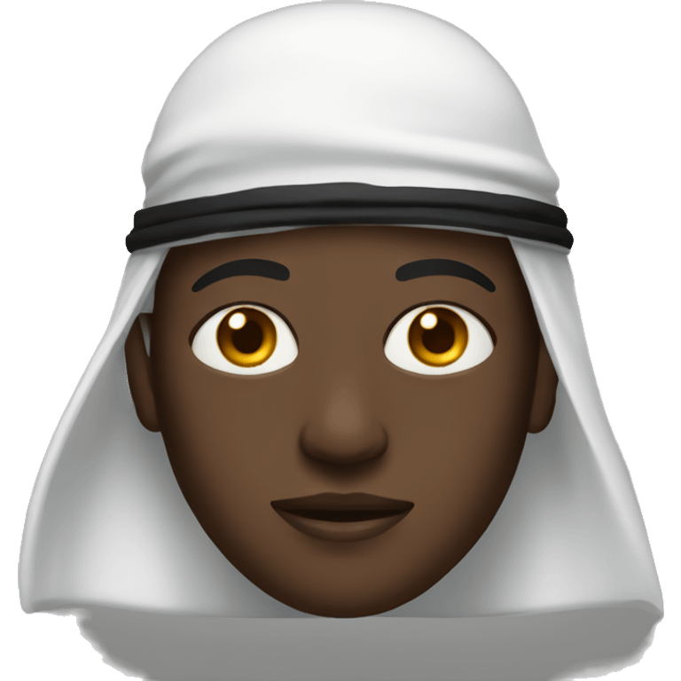 full black person with white eyes wearing a arabic hat emoji