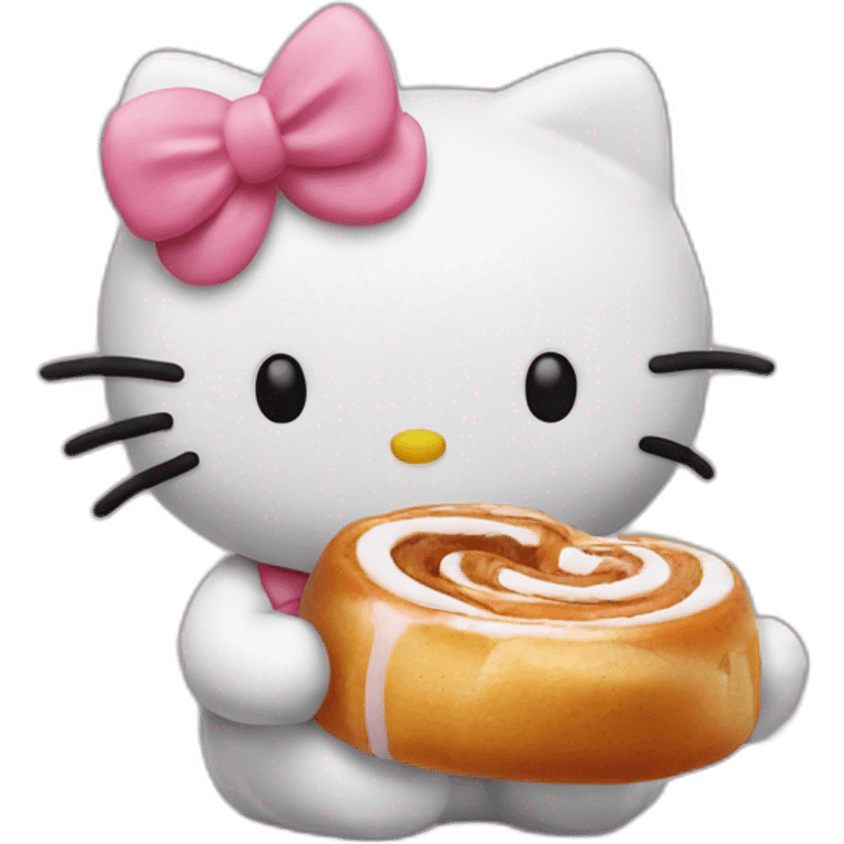 Hello kitty eating cinamon roll emoji