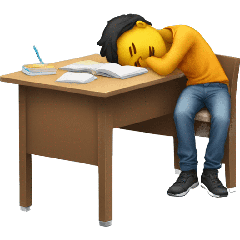 student on desk sleeps emoji