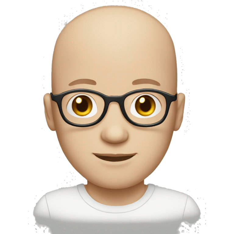 white skin male with no hair, round glasses emoji