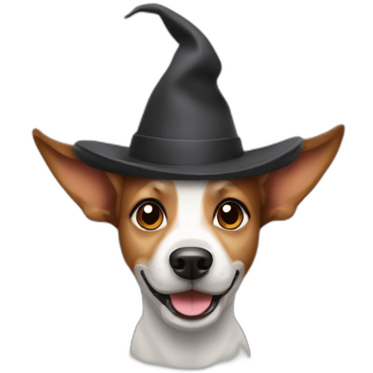 Happy dog with a small hat and pointy ears emoji