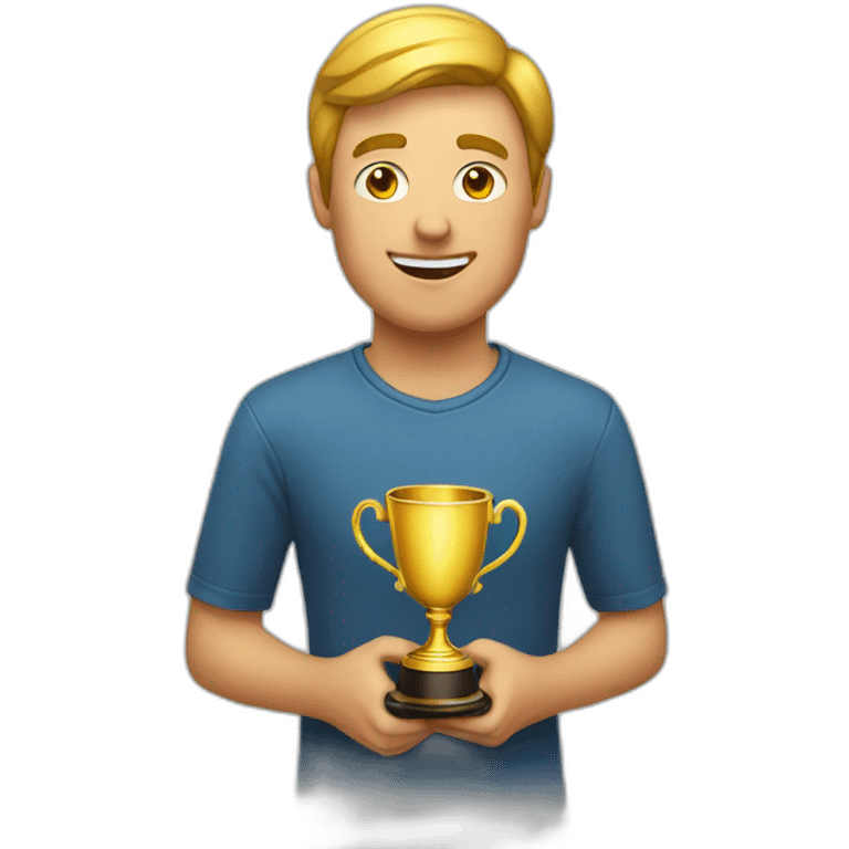 A guy with the Winner cup emoji