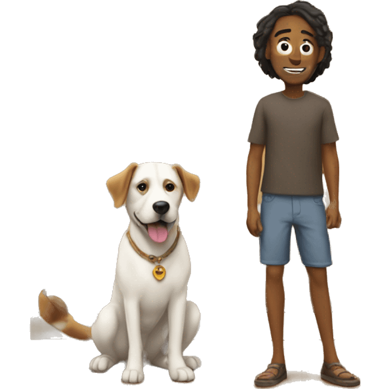 Human and dog inside of house  emoji