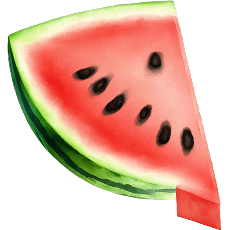 A delicious slice of watermelon, clipart in the style of watercolor, isolated on a white background, high quality, bright colors emoji