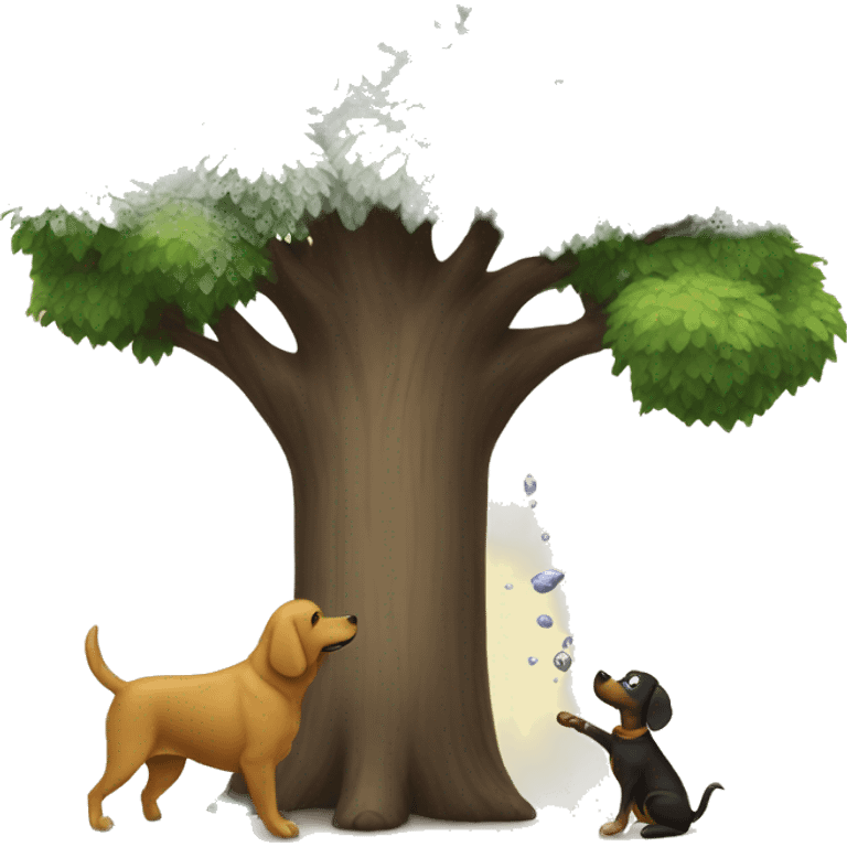 Tree releases sap onto dog.  emoji