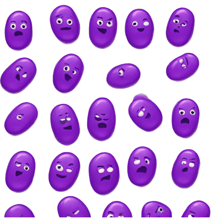 Purple jelly beans with faces emoji