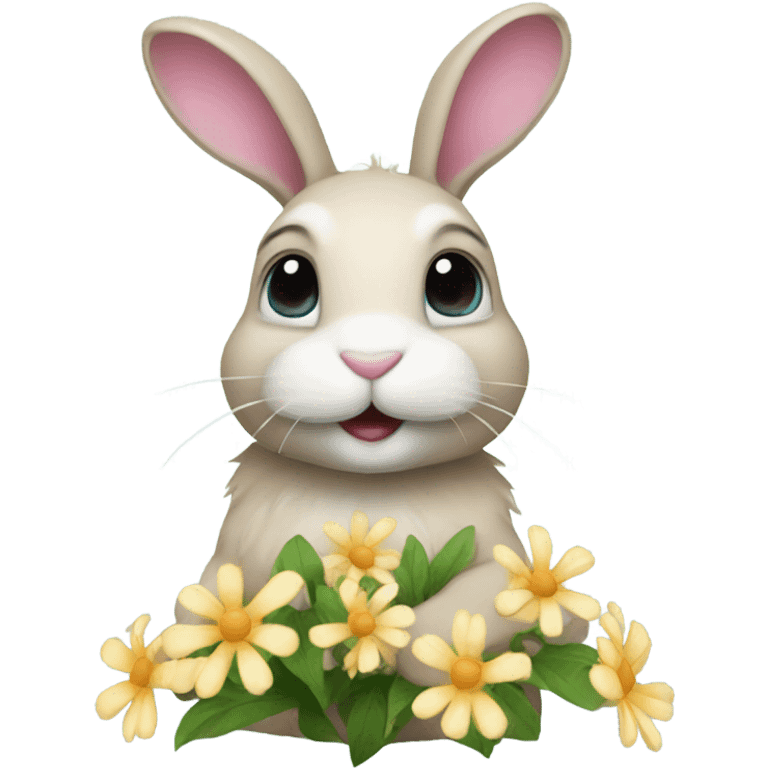 bunny wearing flower emoji