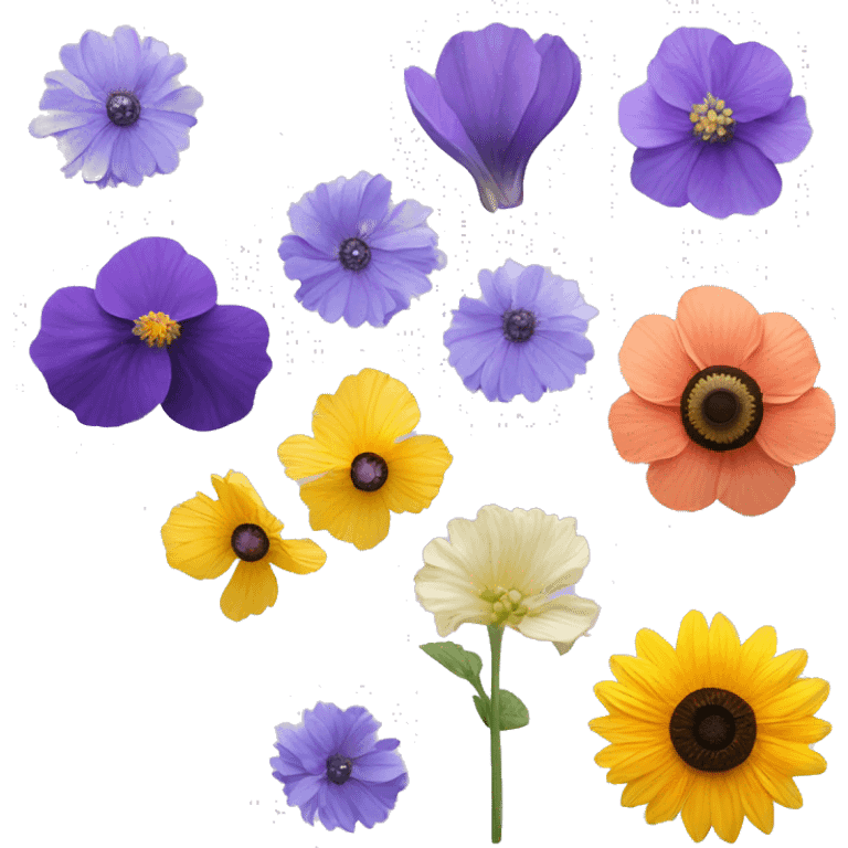 Lavender iris poppy sunflower hydrangea anemone flower emoji