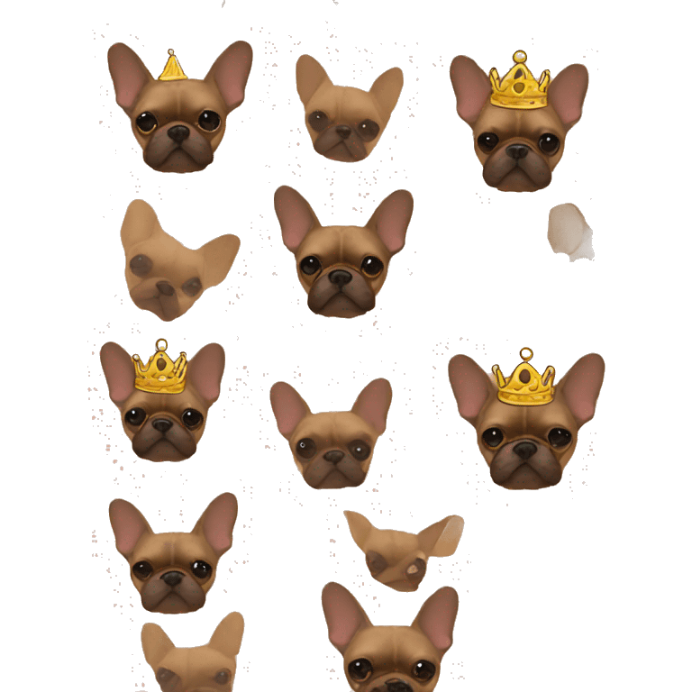 brown frenchie with a crown emoji