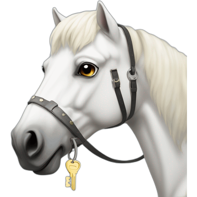 White stallion mustang wearing a key around the neck emoji