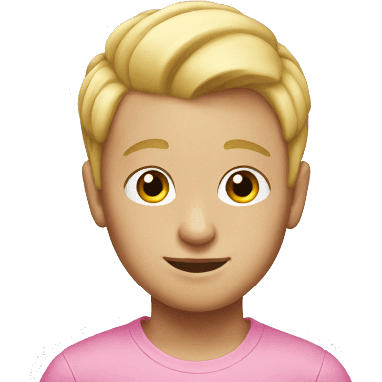 blonde boy with a pink bun emoji