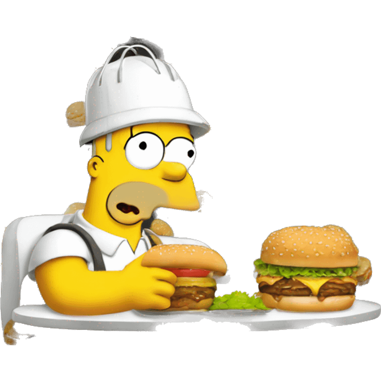 Homer Simpson with burger baground black emoji