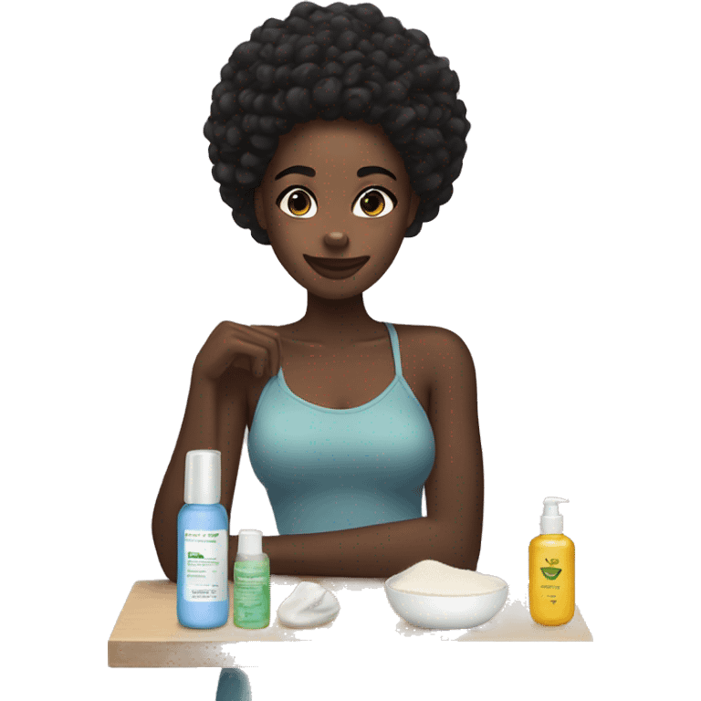 Black girl doing skin care emoji