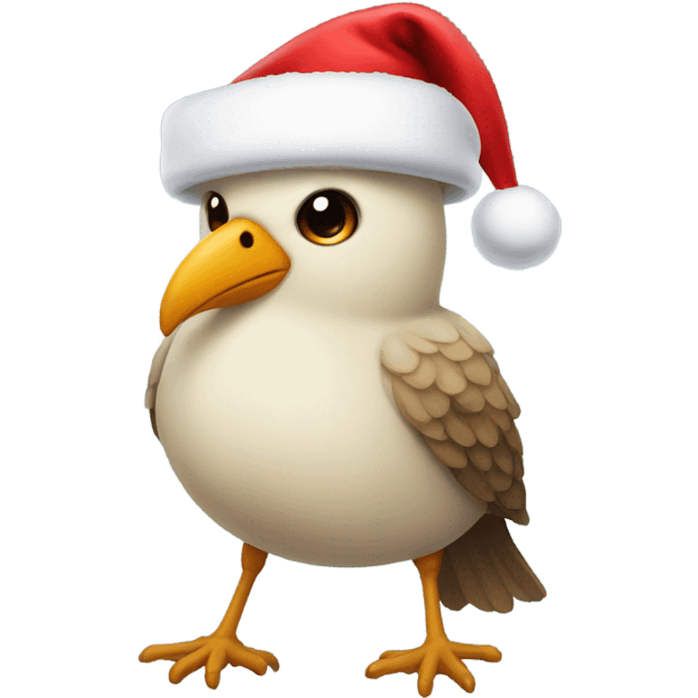 Bird wearing Santa hat emoji