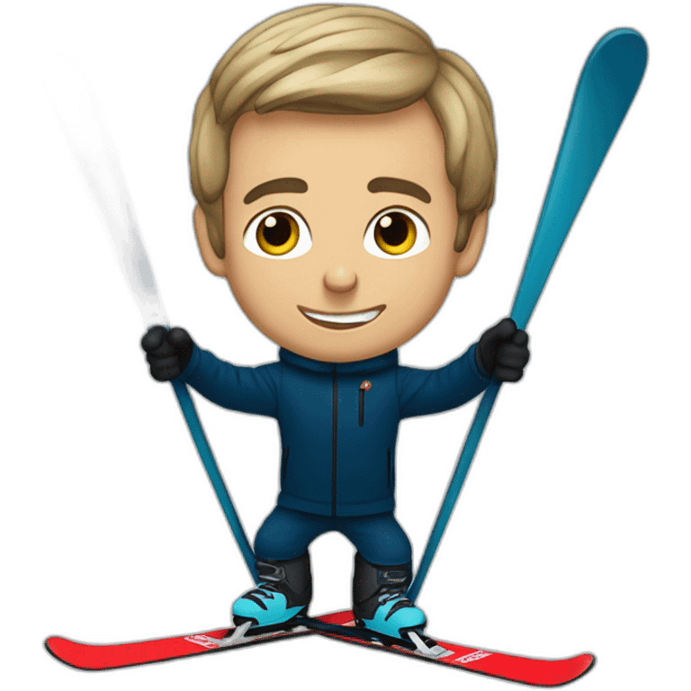 Emanuel Macron sur ski emoji