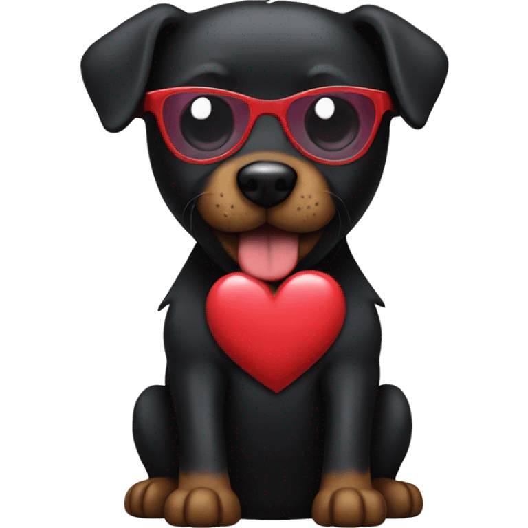 Black Dog with heart glasses  emoji