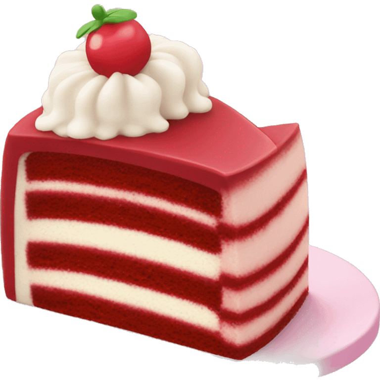 Kawaii red velvet cake slice  with layers emoji