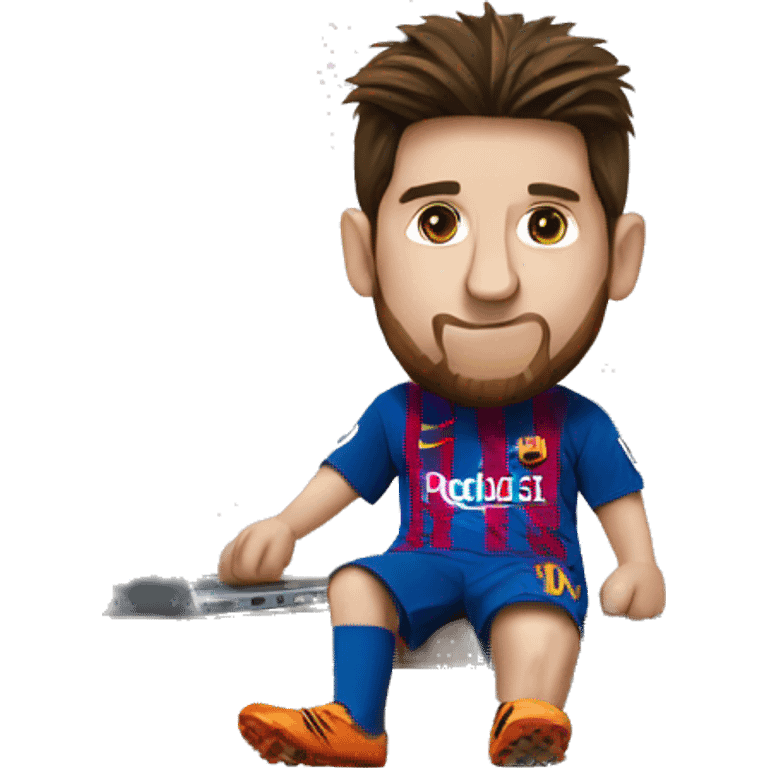 messi sitting with laptop emoji