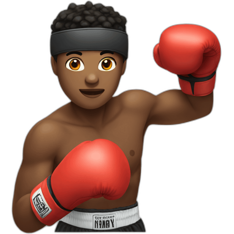 A amateur boxer with headgear and gloves emoji