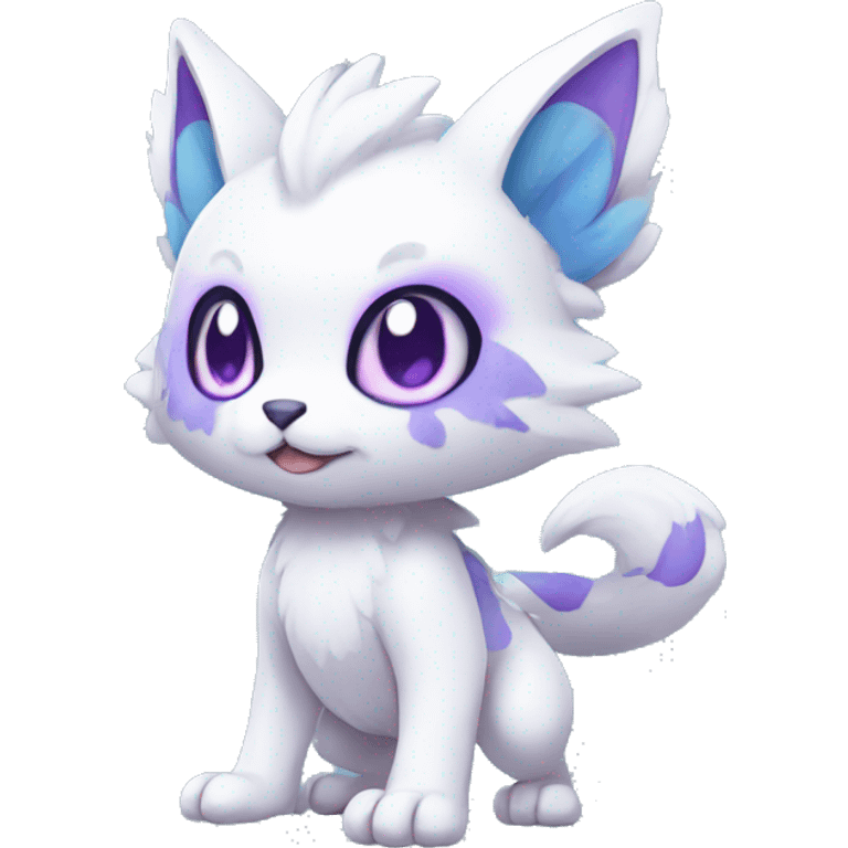 Cute cool white blue purple animal hybrid Fakemon full body emoji