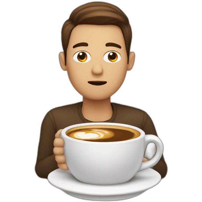 Person super awake with coffee emoji